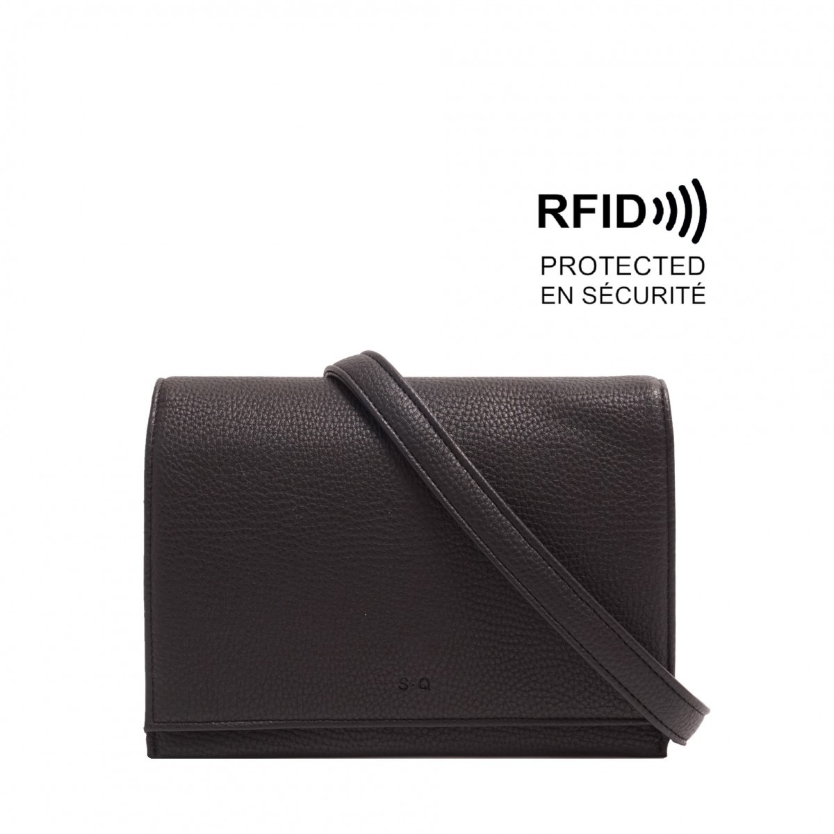 Nita Crossbody Wallet - Black Pebble 