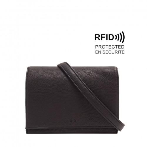Nita Crossbody Wallet - Black Pebble 