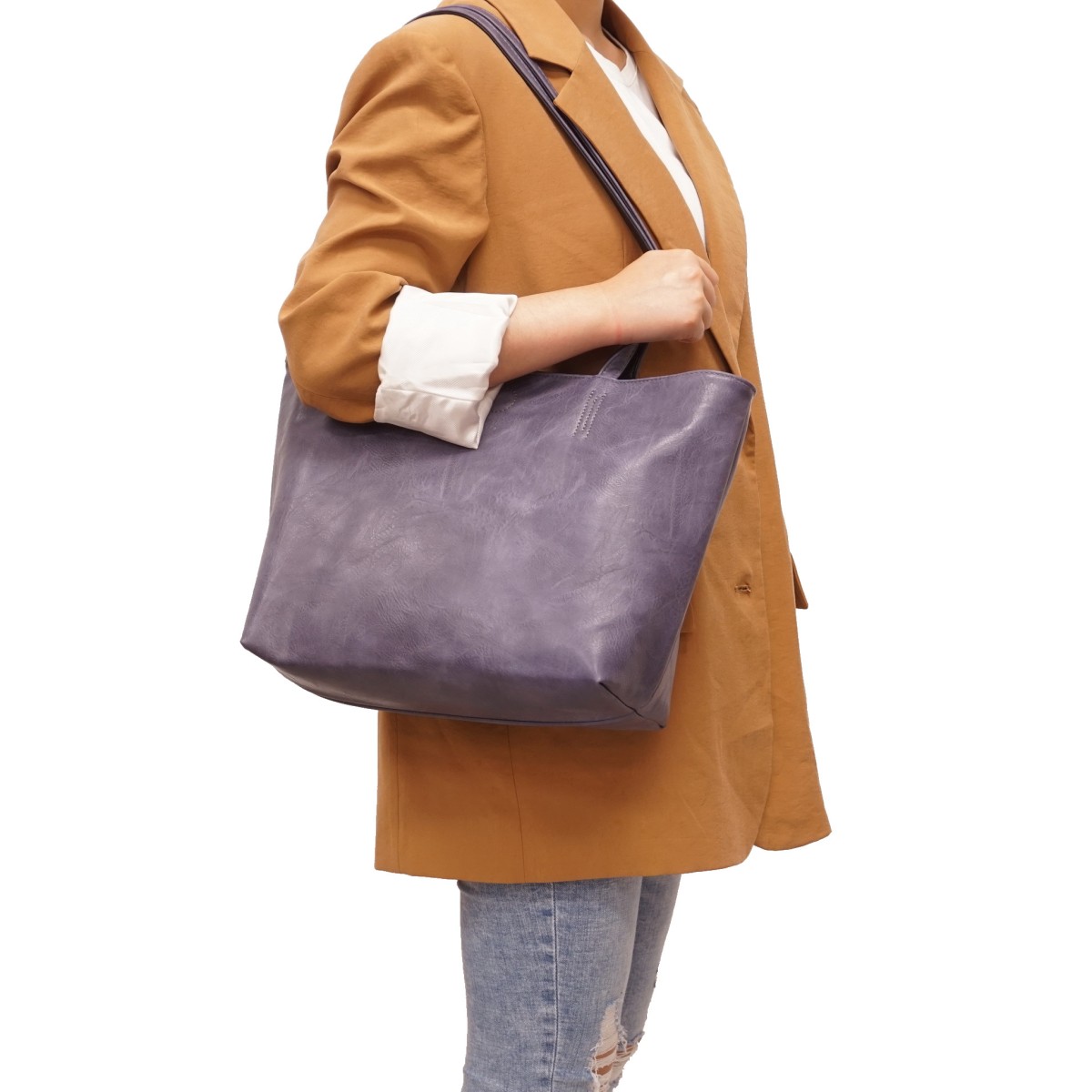 Brooke 2-in-1 Reversible Tote - Black / Deep Purple  