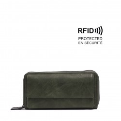 Florrie Double Zip-Around Wallet - Army