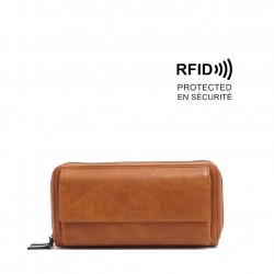 Florrie Double Zip-Around Wallet - Camel 