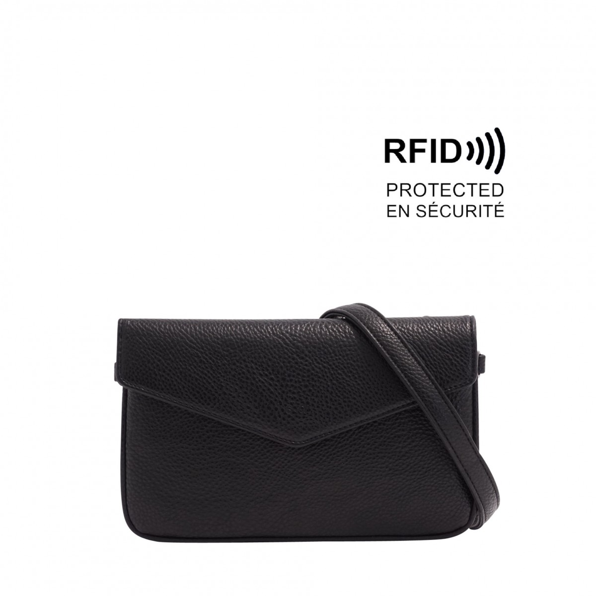 Luxury Crossbody Wallet - Black Pebble 