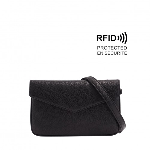 Luxury Crossbody Wallet - Black Pebble 