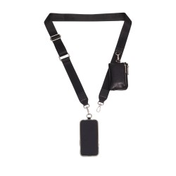 Skylar Phone Strap with Card Case - Black